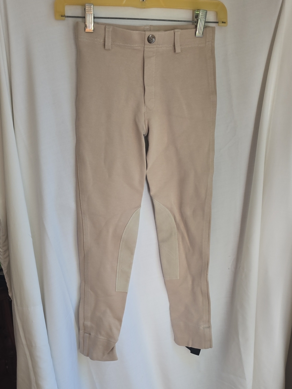 Kids Beige Riding Leggings with Knee Patches